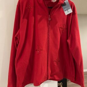 Jk intimates NWT fleece full zip jacket, winter snowflake